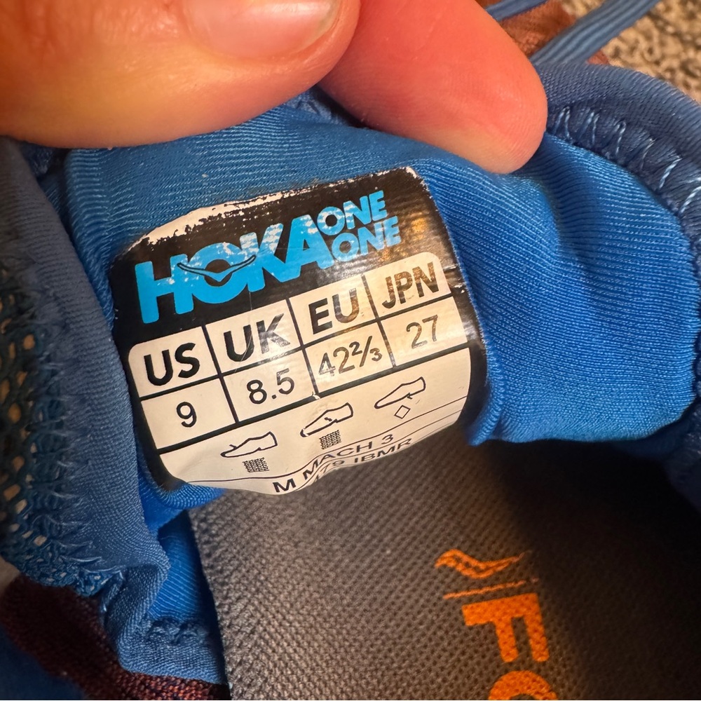 Hoka One One Mach 3 Running Shoes Men Sz 9 Red Blue Lace Up Cushioned Casual - Picture 6 of 7